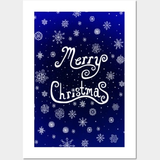 Merry Christmas Snowflake Greeting Posters and Art